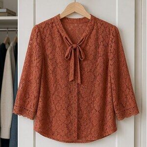 Rust Pleated Blouse